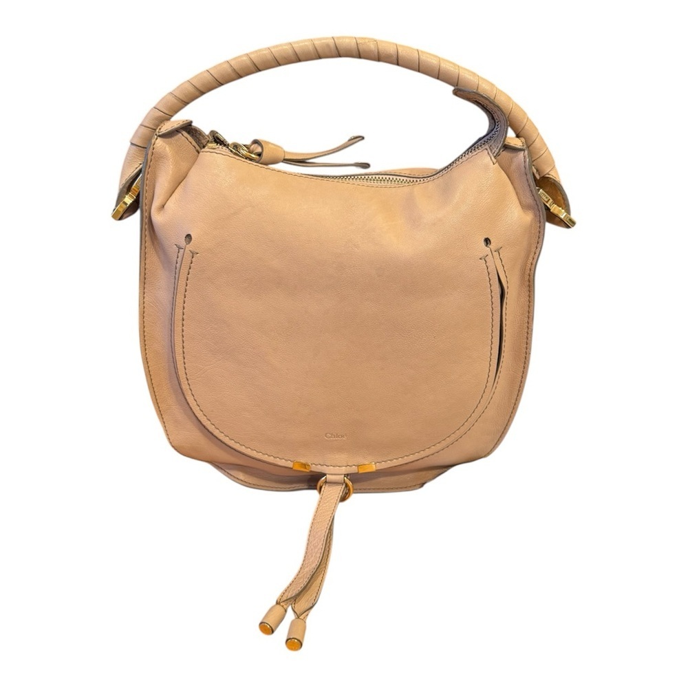 Authentic Chloe Pure Marcie Hobo Handbag Purse Braided Handle Dustbag Cream